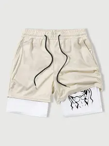 Men's Summer Shorts, Pattern Print Hot Pants, Dual Layer Sports Design, Comfortable Short Fit, Casual Wear for All Seasons