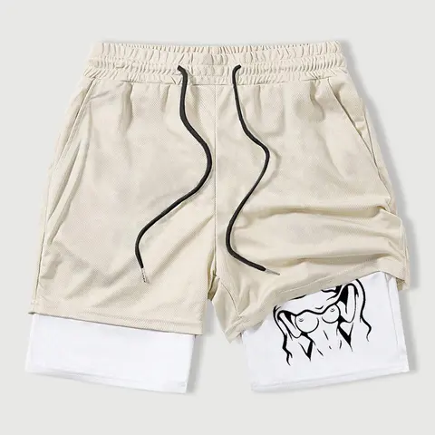 Men's Summer Shorts, Adjustable Shorts, Pattern Print Hot Pants, Dual Layer Sports Design, Comfortable Short Fit, Casual Wear for All Seasons, Volley Shorts, Summer Style Shorts, Shorts Sportswear, Sports Drawstring Shorts