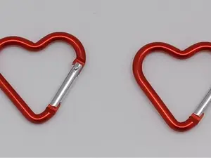 2pc Red Heart Shaped Carabiner with Snap Clip Hook Keychain 1 5/8 x 1 3/4 x 1/8 heart keychain woman key