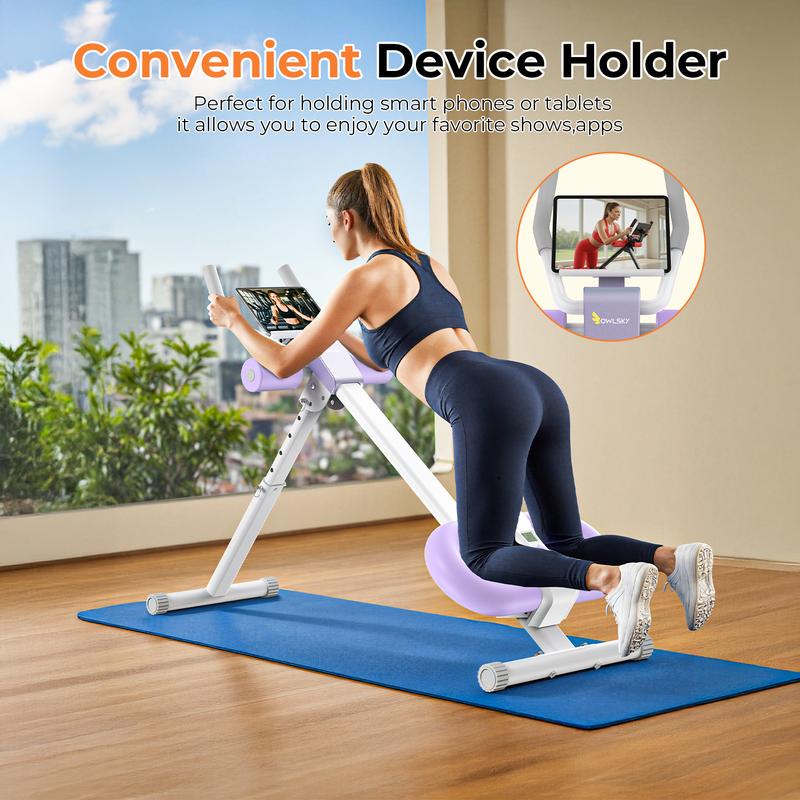 Adjustable Home Ab Machine - Foldable Trainer with Knee Support, LCD Monitor & Phone Holder. Supports 400 LBS