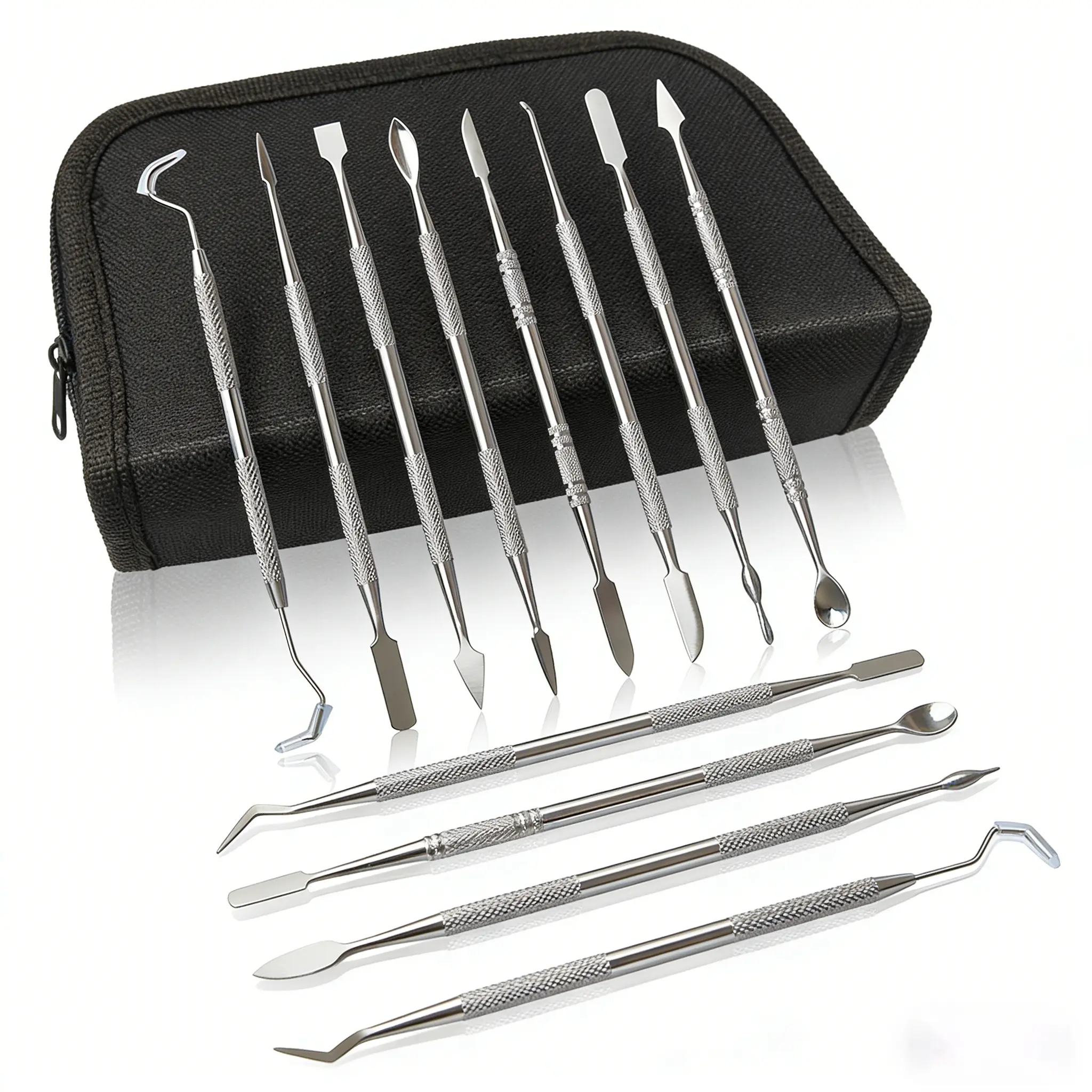12pcs 12×Stainless Steel Double-Ended Carving Tools Set with Storage Case - Polymer Clay Supplies, Crafting Supplies for Clay Artists, Dental Students