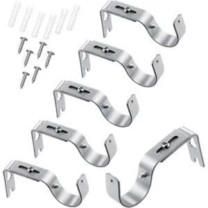 6 Pieces Curtain Rod Brackets General Adjustable Curtain Rod Holder Wall Bracket Hooks Outside Mounted Blinds Curtain Rod Bracket with Screws for 1 Inch Diameter Curtain Rod