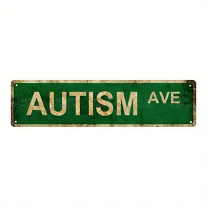 1PC 2D Flat Autism Awareness Iron Plaque, 4x 16inch cm, Home Decor, Room Decor, Wall Decor, Bathroom Decor, Bar Decor, Cafe Decor, Garage Decor, Garden Wall Decor