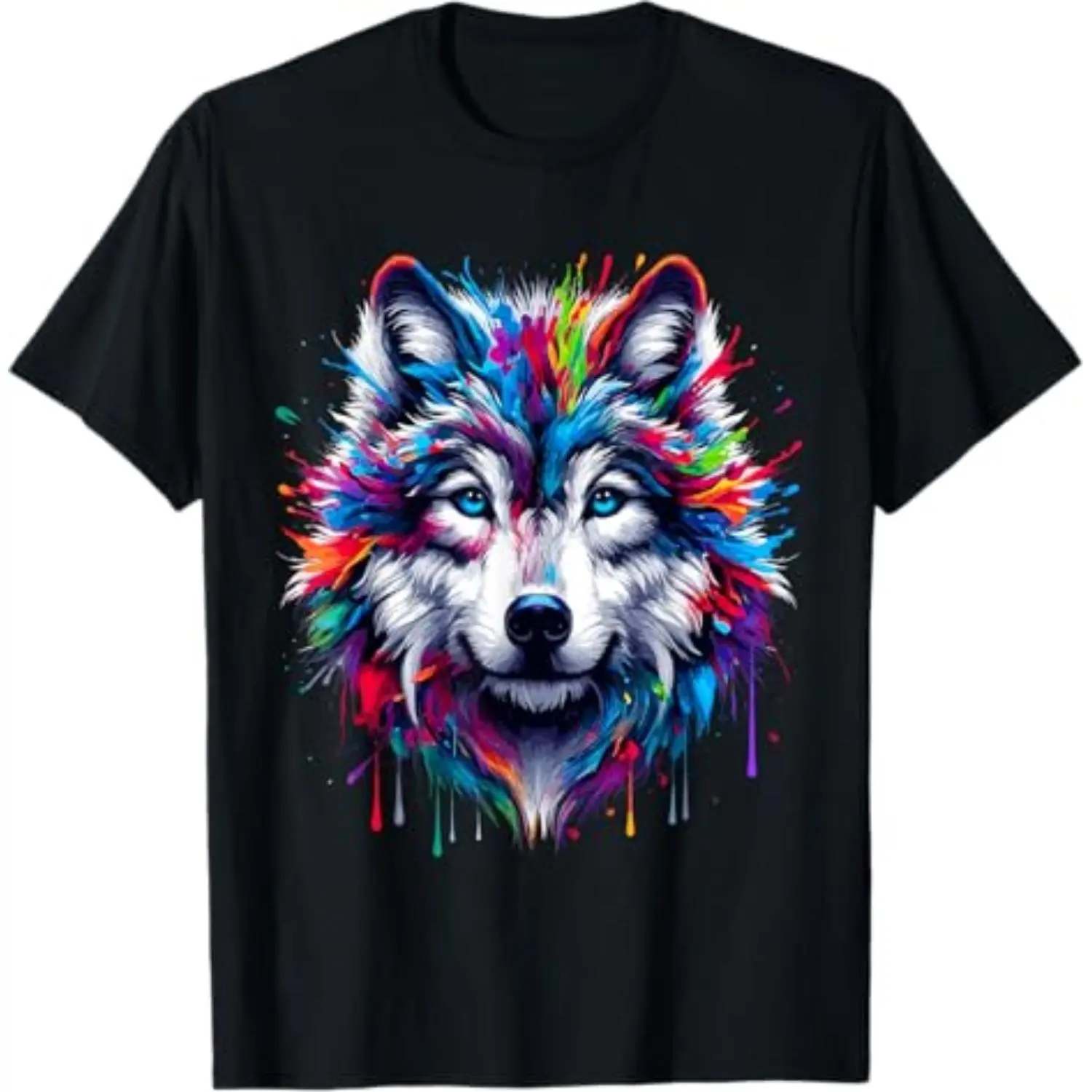 Summer t Shirts Wolf Splash Art Wolf Animal Lover T-Shirt