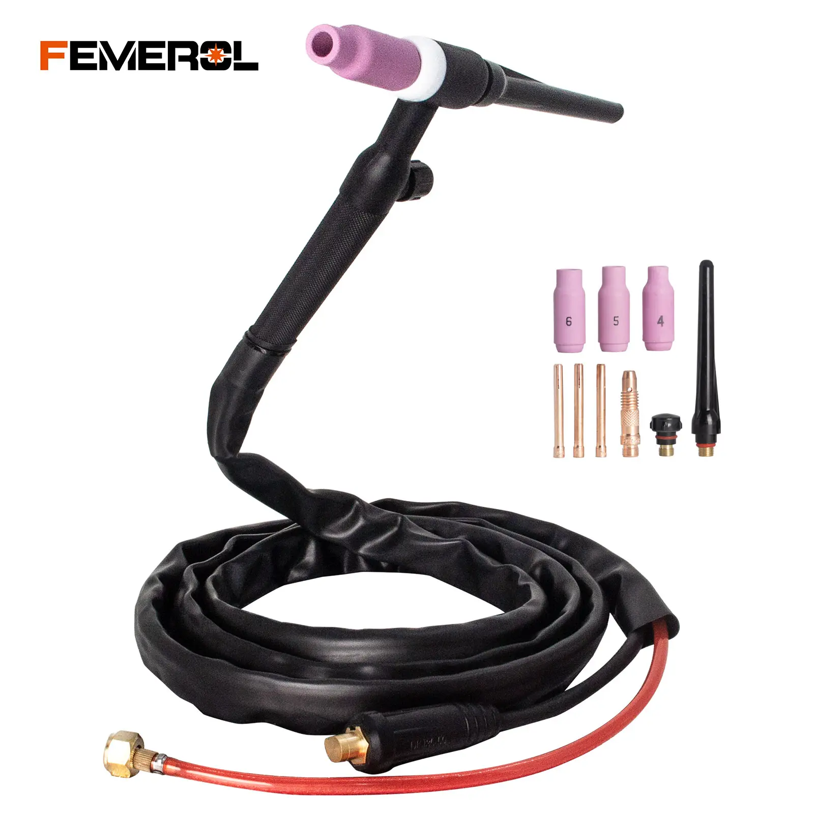 WP-17V TIG Torch Complete Kit, 150A Air Cooled Lift TIG Welding Torch, 10FT Cable, Quick Connector, 5/8-18 Gas Thread, Replacement TIG Gun for ARC & MIG Welders, FEMEROL