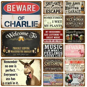 8x12inch Vintage Metal Plate Tin Sign Plates Bar Retro Metal Sign Wall Art Mural Aesthetic Room Home Decor Items Poster Garage Decoration