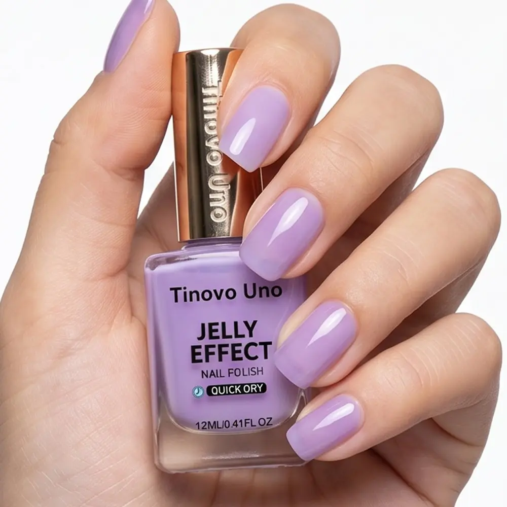 Tinovo Uno 12ml Lavender Purple Fingernail Polish, with a jelly-like texture and quick-drying formula, offers long-lasting wear without chipping. It looks great whether worn alone or layered, and is perfect for spring and summer, Nail Art, Liquid Polish