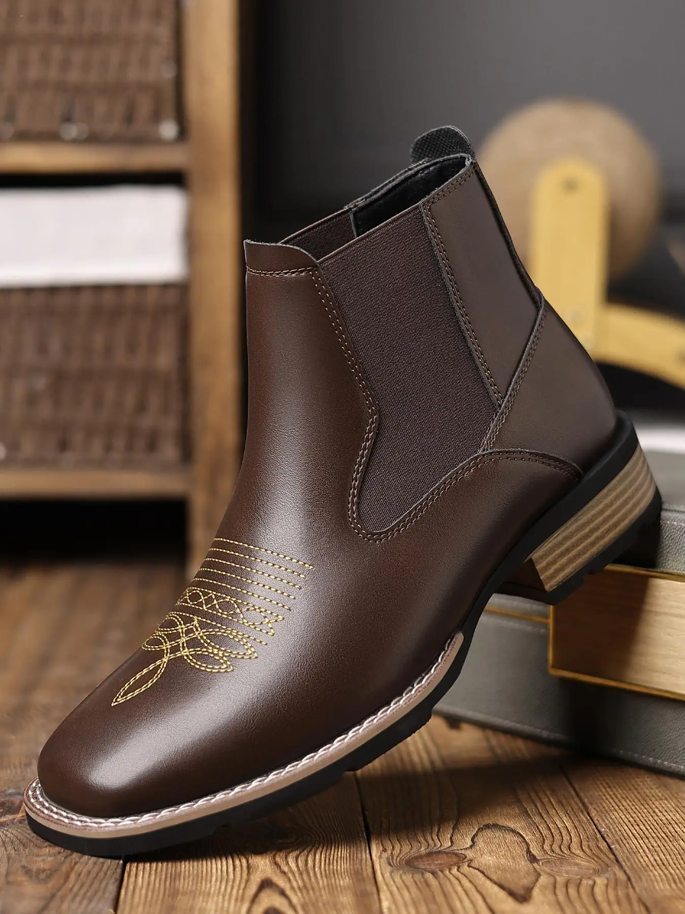 Boots for Men, Business Style Solid Color Chelsea Boots, Fashionable Square Toe Ankle Boots for Daily Wear, Casual Comfortable Footwear for Daily Wear