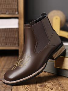 boots for men, business style solid color chelsea boots, fashionable square toe ankle boots for daily wear, casual comfortable footwear for daily wear