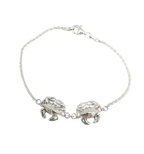 Blue Crab Sterling Silver Bracelet (2 Crabs)