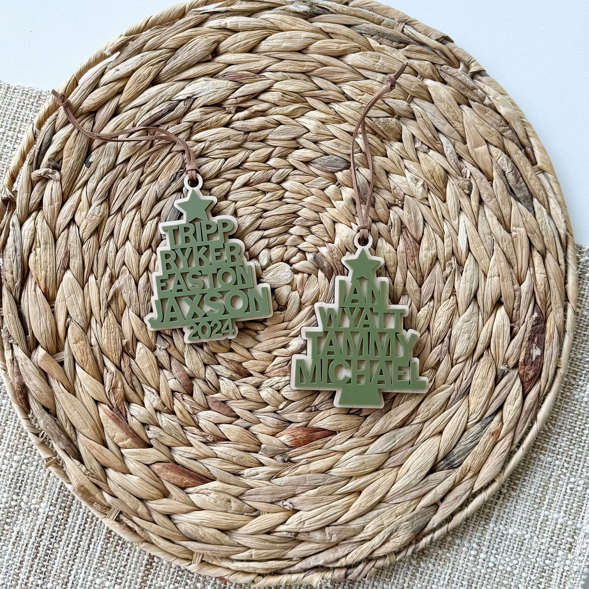 Custom Name Christmas Tree Ornament | Personalized Wood Holiday Decoration