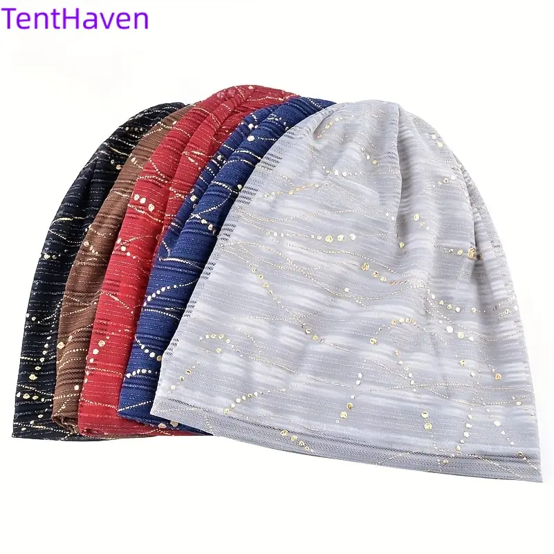 Knit Lace Trim Tignon Scarf for Adults - Breathable Headwrap with Adjustable Drawstring, Comfortable Stretch Fit for Sports Wear, Prop 65 Safe, All Seasons, Comfortable Fit, Cotton