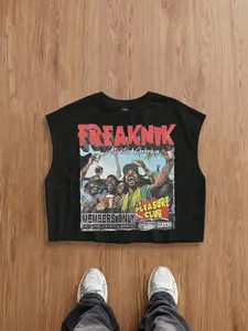 Men's Short Box Vest, Summer Vacation Basic, Two Color Options, Vintage Comic Style Party Celebration Pattern, Casual Streetwear