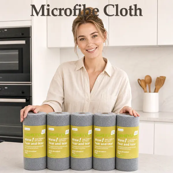 Tearable Microfiber Cleaning Towel Roll, 20-Sheet Reusable & Washable Cloths, Lint-Free for Outdoor Camping, Auto Care & Kitchen