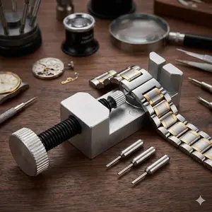 Precision Metal Watch Band Tool Kit Hand Tools DIY Adjust Repair Anti-Slip Handle Scuff Resistant Portable Case Home Travel Watchmaking Essential Link Removal Installation Repair Toolkit