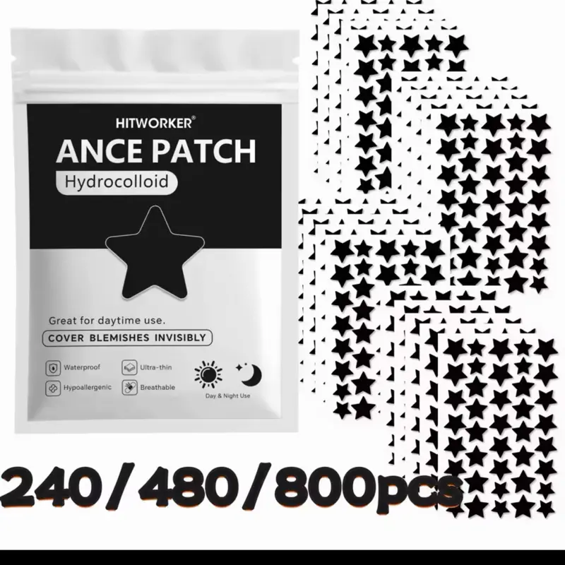 Bulk Pack Black Star Shaped Hydrocolloid Pimple Patches 240/480/800pcs Natural Tea Tree Oil Acne Stickers Invisible Blemish Cove