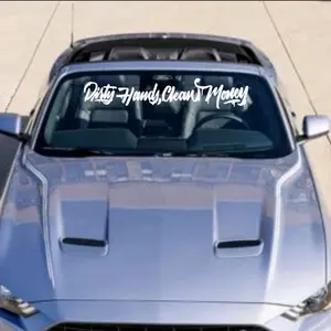 "Dirty Hands Clean Money" Windshield upper vinyl window decal 36" x 7"
