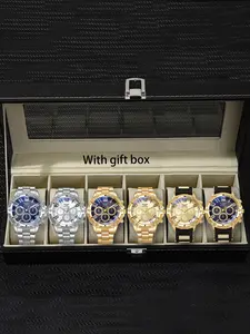 6-piece watch set, men's exquisite versatile watch, fashionable quartz watch, simple temperament watch set