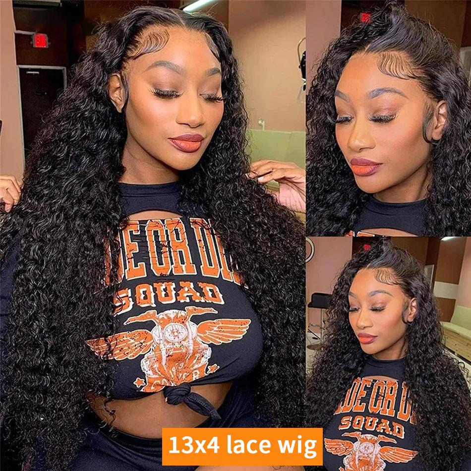 13x4 Lace Frontal Human Hair Wigs Pre Plucked Water Wave Transparent Lace Front Wig Curly Human Hair Wigs For Women 150% Density
