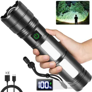 Large Size & High Powered Flashlight, Flashlights High Lumens 1000000 , Super Bright Flashlight, Rechargeable Flashlights LED, Adjustable Tactical Flash light, Waterproof Flash Light for Home Emergency