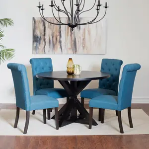 Nylander 5-piece Dining Set, Cross-Buck Dining Table with 4 Stylish Chairs