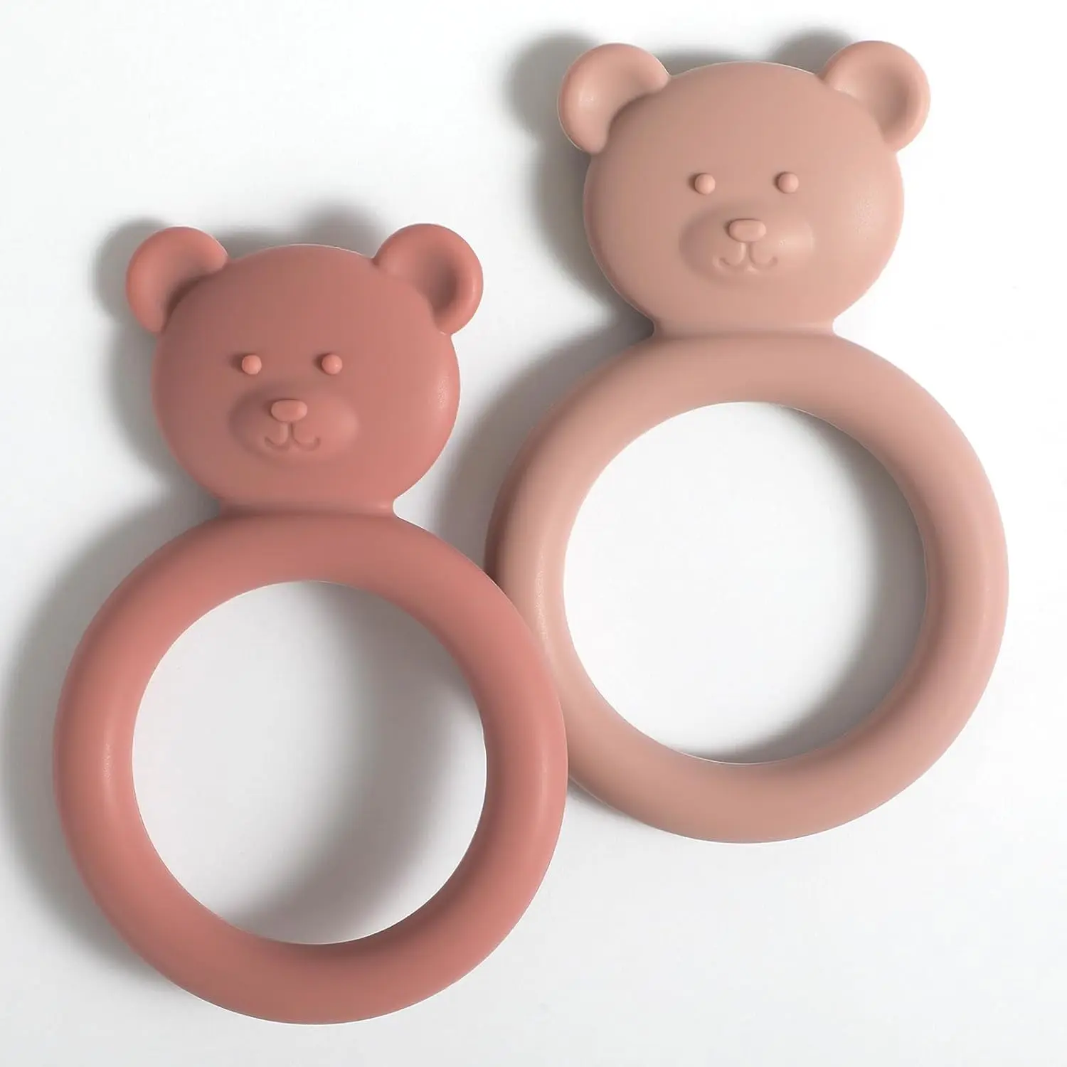 Muted Clay Silicone Baby Teether Ring – Easy-Hold, BPA-Free, Safe for Babies