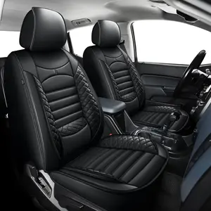 Custom Leather Seat Covers Full Set Black 5 Seats For 2015-2026 Chevy Colorado GMC Canyon Crew Cab Z71 LT ZR2 | Waterproof Stain Resistant Truck Interior Protector