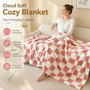 Plaid Flannel Throw Blanket for Bed Office Bedroom Living Room Sofa Couch Nap Use, Warm Comfortable Multi-Color Design for Cozy Sleep Experience