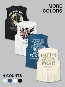 Men's Letter Print Graphic Tank Top Vest Tee, Casual Sleeveless Top for Summer, Men's Top for Daily Wear, Socks, Menswear