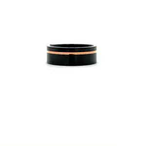 Lashbrook Men’s Zirconium Ring with 14K Rose Gold Inlay and Machine Finish – Size 10