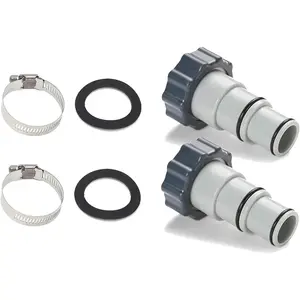 (2-Pack) Replacement Threaded to Clamp Style Hose Adapter for Intex Pool Sets with 1.5 and 1.25-Inch Hose Fits Filter Pumps, Chlorine Generators, Salt Systems with Threaded Hoses Connections