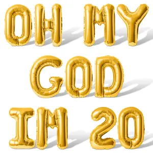 Letter Balloons - OH MY GOD IM 20 16" Inch Alphabet Letters Foil Mylar Balloon 20th Birthday Party Banner