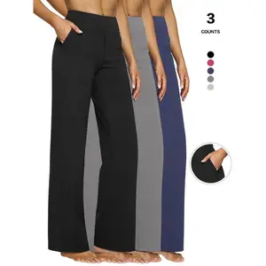 Yoga pants women's wide leg sports pants with pockets, high waist elastic dress, casual sports pants, high waist sports pantsRAIMENTRY