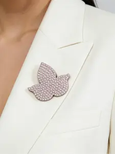 Women Elegance Style Pink and Green Greek Sorority Ivy Imitation Pearl Maple Leaf Brooch for Greek Alloy Product Flower Brooch Pin