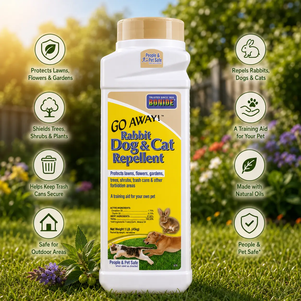 Bonide Go Away! Animal Deterrent Safe Solid Pellets, 1 lb Ready-to-Use Pest Control for Lawns & Gardens, + German Cockroach Gel Bait Insecticide