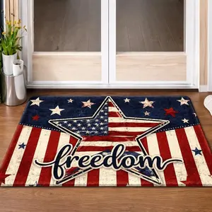 American Flag Area Mat Doormats - Bold Text Design, Non-Slip Rubber Backing, Machine Washable for Living Room, Porch