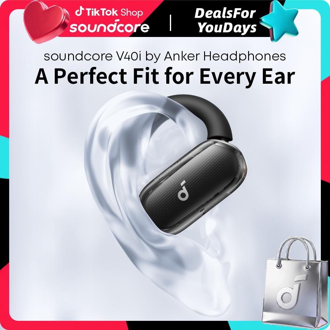 soundcore V40i by Anker, Open-Ear Headphones, Clear Design, Lidless Case, 4 Adjustable Positions for Every Ear Size, Richer Bass, IP55, 21H Playtime, AI Clear Calls, Bluetooth 5.4, App Control #DealsForYouDays, #SummerWins