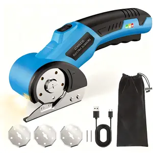 Cordless Electric Scissors Rechargeable Powerful Fabric Cutter with Safety Lock & LED Light, Cordless Heavy Duty Rotary Cutter for Cardboard, Carpet, Leather and Fabric