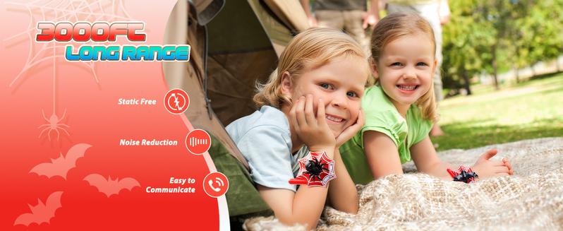 Fygurso Dinosaur Walkie Talkies for Kids, 3280 Ft 3 Channel Two-Way Walkie Talkies Dinosaur & Spider 2 Pack Audio Spy Device Multicolor