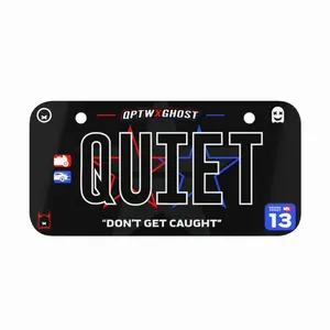 Quiet Racing Club x Ghost - Ghost Red Blue Quiet Stars Motorcycle License Plate 6" x 3" Aluminum Lightweight Durable Design with Pre-Drilled Holes for Bicycle Installation