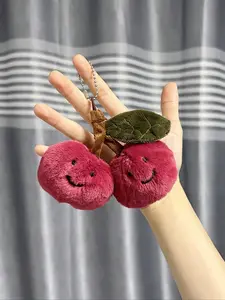 Cute Cherry Design Plush Keychain, Soft Fruit Toy for Wallet and Keys, Adorable Bag Decoration, Perfect for Daily Use, Cute Style Accessory, Fuzzy Keychain, Bag Charm Keychain, Cute Soft Keychains