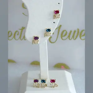 Bear Design Stud Earrings #01330 14k Laminated Gold Hypoallergenic 3 Layers Protection Daily Use