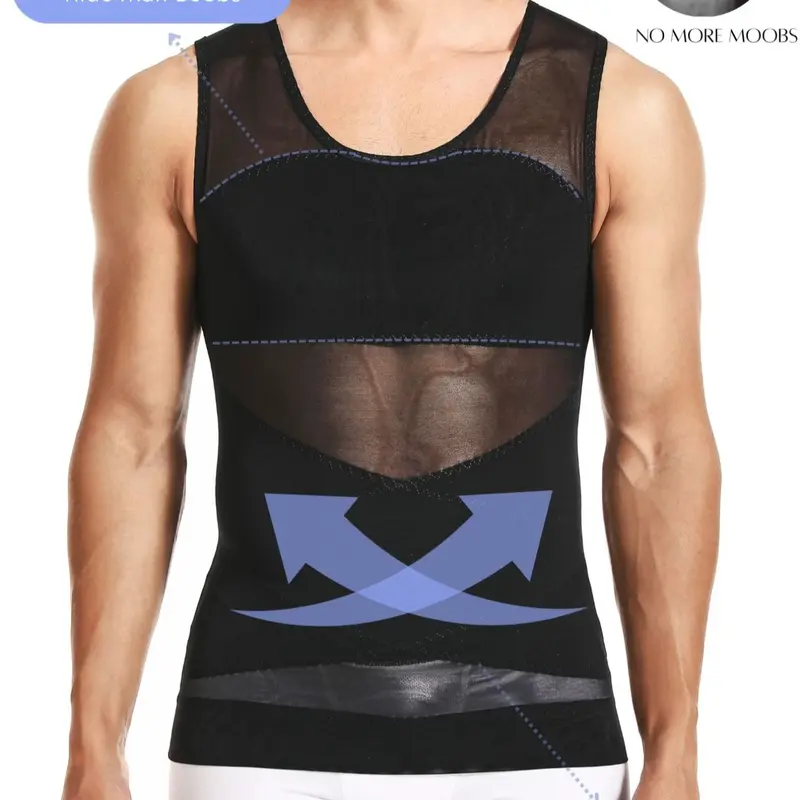 Sheer Mesh Binder Tank Top Breathable Compression Shirt for LGBT, Tummy Control & Gynecomastia Chest Support Men's Stretch Shaping Shapewear Stretchy Shapewear Body Shaping Top