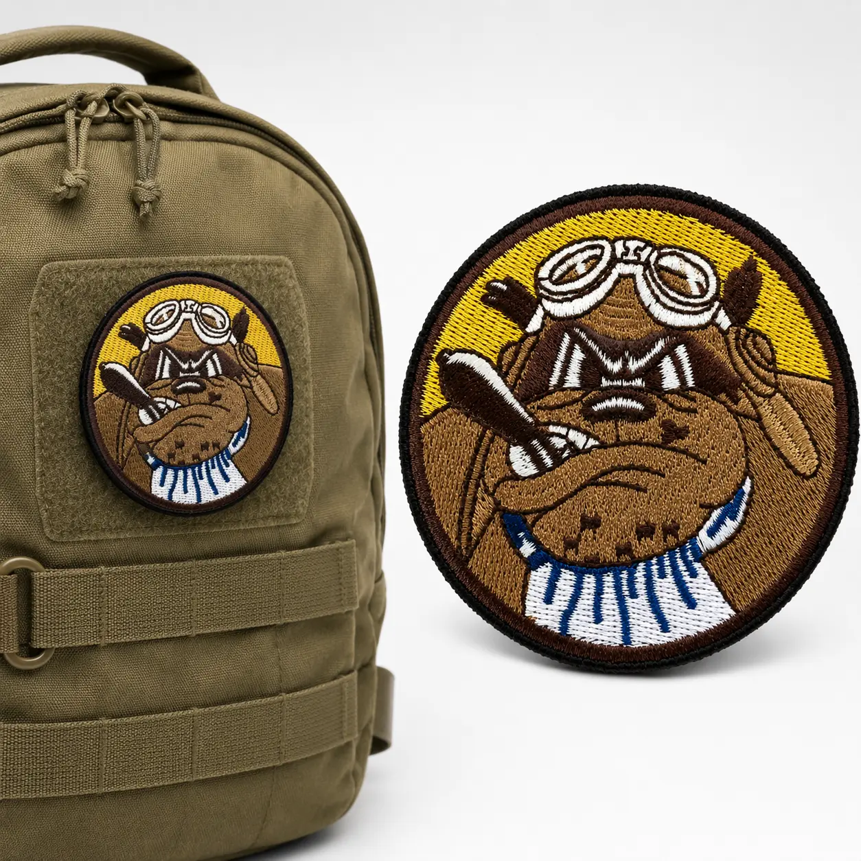 Cartoon Dog Embroidered Polyester Tactical Morale Velcro Patch - Funny Custom Hook Fastener Embroidery Patch for MOLLE Gym Bags, Range Bags, Vests and EDC Gear