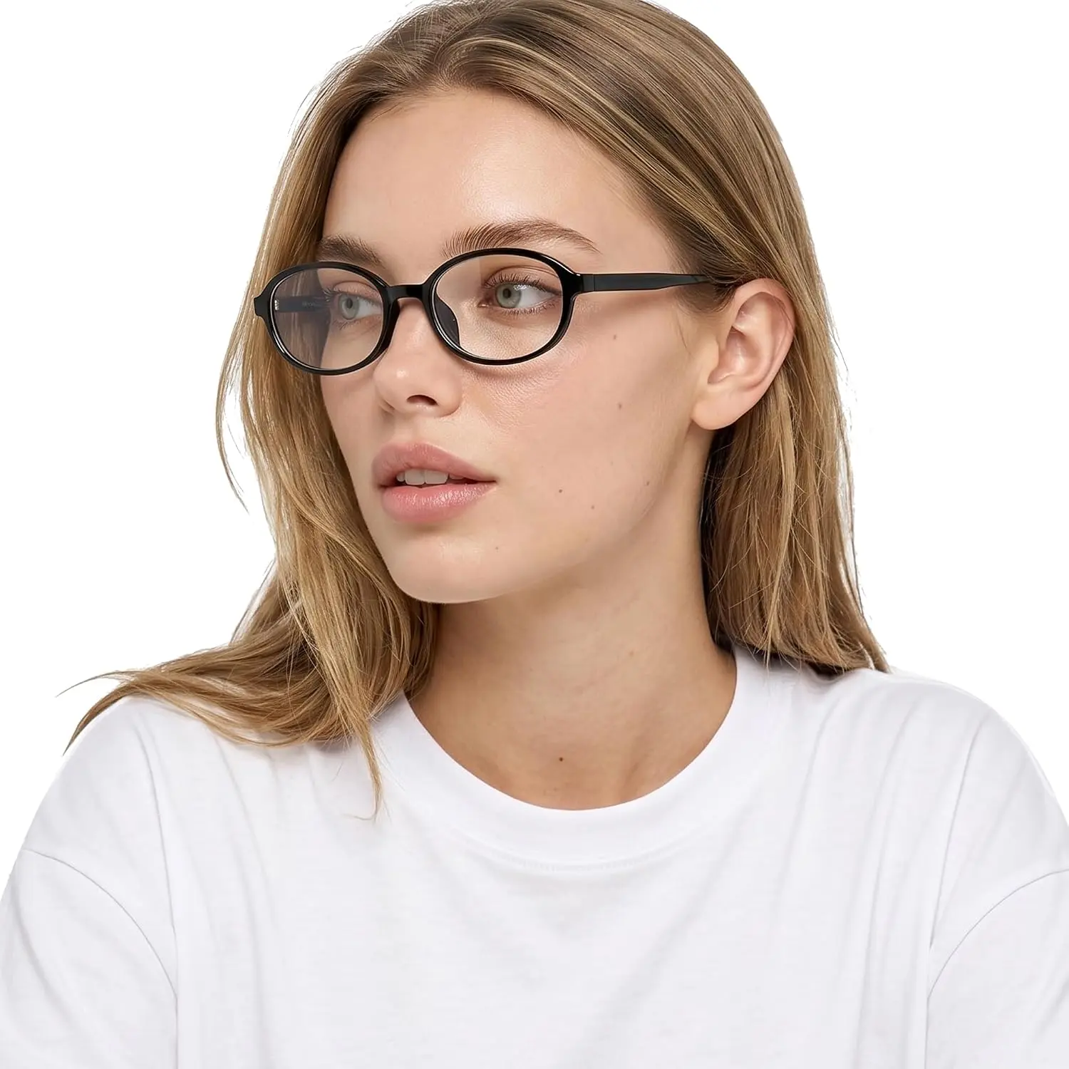 LVIOE Oval Blue Light Blocking Glasses for Women, Retro Vintage Small Frame for Computer TV Eyeglasses Anti Eyestrain