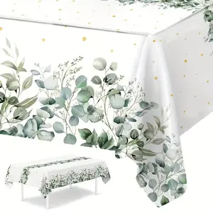 Eucalyptus Leaf Tablecloth, Disposable Outdoor Picnic Tablecloth, Perfect for Camping, Holiday Parties, Halloween, Birthday, Christmas Decorations