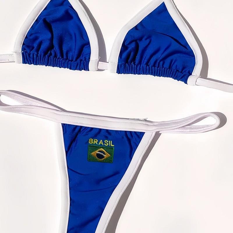 Brazil Flag Embroidery Bikini – New Letter Embroidered Swimsuit, Sexy Women’s Beach Swimwear