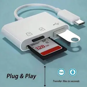 Three-In-One SD TF USB Card Reader Adapter, Compatible with iPhone Series, Includes 16 Pro Max 16 Pro 16 Plus S25 S24 S23 S22 S21 S20