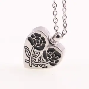Commemorative Pet Ashes Necklace, Heart-shaped Rose Urn Pendant, Perfume Bottle Jewelry