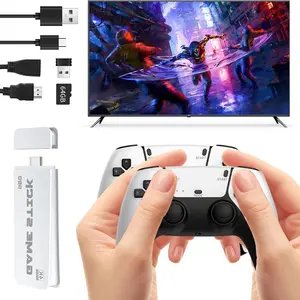 Wireless Retro Gaming Stick with Dual Controllers, 20,000 Games and 19 Emulators, Plug and Play 4K HD Retro Game Console